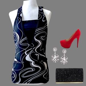 NWT Black and White Halter Top Size M